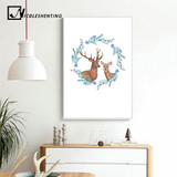 Nordic Decoration Animal Deer Flower Canvas Posters Wall Art canvas Prints Abstract Painting Decorative Pictures Home Decoration