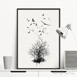 Vintage Landscape Tree Canvas Art Print Poster,  Wall Pictures for Home Decoration, Giclee Print Wall Decor S16044