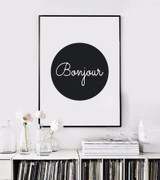 Bonjour Canvas Art Print Poster,  French Quote Wall Pictures for Home Decoration, Giclee Print Wall Decor YE146