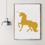 Gold Unicorn Print Canvas Art Print Painting Poster,  Wall Picture for Home Decoration,  Wall Decor YE045