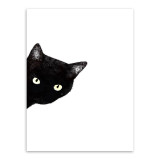 Kawaii Watercolor Black Cat Animal Art Print Wall Poster