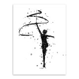 Triptych Modern Watercolor Abstract Ribbon Gymnastics Art Print Poster Beautiful Girl Room Wall Picture Canvas Paintin Home Deco