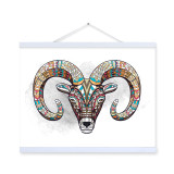 Modern Ancient African National Totem Animals Goat Head A4 Framed Canvas Painting Wall Art Prints Picture Poster Home Decoration