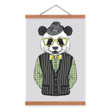 Panda Modern Fashion Gentleman Animal Portrait Wood Framed Canvas Painting Wall Art Print Picture Poster Scroll Office Home Deco
