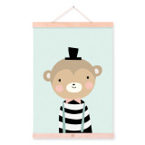 Modern Kawaii Animal Deer Bear Dog Wooden Framed Posters Wall Art Canvas Painting Nordic Baby Kids Room Home Decor Print Picture