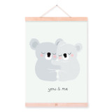 Modern Kawaii Animal Deer Bear Dog Wooden Framed Posters Wall Art Canvas Painting Nordic Baby Kids Room Home Decor Print Picture