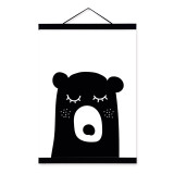 Kawaii Animal Bear Rabbit A4 Wooden Framed Poster Nordic Baby Kids Room Wall Art Canvas Painting Home Decor Print Picture Scroll
