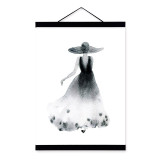 Black White Fashion Model Wooden Framed Canvas Paintin Modern Beautiful Girl Room Decor Big Wall Art Print Picture Poster Scroll