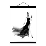 Black White Fashion Model Wooden Framed Canvas Paintin Modern Beautiful Girl Room Decor Big Wall Art Print Picture Poster Scroll
