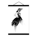 Black White Fashion Model Wooden Framed Canvas Paintin Modern Beautiful Girl Room Decor Big Wall Art Print Picture Poster Scroll