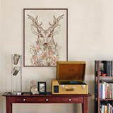Nordic Vintage Retro Animals Deer Forest Flower A4 Art Print Poster Wall Picture Living Room Canvas Painting Home Decor No Frame