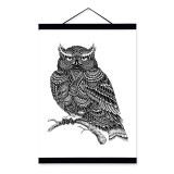 Modern Owl Black White Animals Bird Head Portrait Totem A4 Wooden Framed Canvas Painting Wall Art Print Picture Poster Home Deco