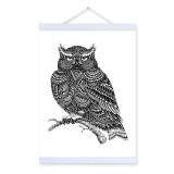 Modern Owl Black White Animals Bird Head Portrait Totem A4 Wooden Framed Canvas Painting Wall Art Print Picture Poster Home Deco