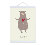 Cartoon Kawaii Animal Cute Bear Wooden Framed Canvas Painting Kids Baby Room Decor Nuresery Wall Art Print Picture Poster Hanger