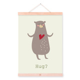 Cartoon Kawaii Animal Cute Bear Wooden Framed Canvas Painting Kids Baby Room Decor Nuresery Wall Art Print Picture Poster Hanger