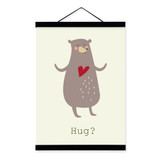 Cartoon Kawaii Animal Cute Bear Wooden Framed Canvas Painting Kids Baby Room Decor Nuresery Wall Art Print Picture Poster Hanger