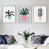 Modern Green Plants Cactus Leaf Poster A4 Triptych Nordic Living Room Wall Art Print Picture Home Decor Canvas Painting No Frame