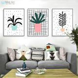 Modern Green Plants Cactus Leaf Poster A4 Triptych Nordic Living Room Wall Art Print Picture Home Decor Canvas Painting No Frame