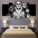 HD Printed Day of the Dead Face 5 piece canvas art painting livingroom decoration skull canvas wall art Free shipping/ny-437