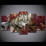 Canvas Paintings Printed 5 Pieces Flower Forest Nature Wolves Wall Art Canvas Pictures For Living Room Home Decor CU-1894A