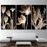 3 Panel Canvas Art Plants Flower in Dark Canvas Painting Wall Art Canvas Poster and Print Wall Picture for Living Room ny-6643D