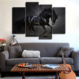 HD Printed canvas art running black horse painting steed poster Home Decor wall pictures for living room Artsailing