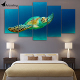 HD printed 5 piece wall art Canvas Painting turtle ocean animal Artwork living room decor large canvas free shipping ny-6524