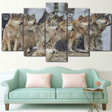 5 Pieces Canvas Art Painting Printed Brown Wolf Group Wall Art Print Framed Canvas Painting Home Decor For Living Room CU-2368B