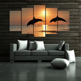 HD Printed dolphin ocean seascape Group Painting room decor print poster picture canvas Free shipping/ny-009