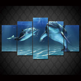 HD Printed Blue Dolphin 5 piece picture Painting wall art room decor print poster picture canvas Free shipping/ny-751