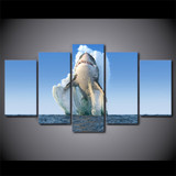 HD Printed 5 Piece Canvas Art Jumping Shark Painting Wall Pictures Decoration Framed Modular Painting Free Shipping CU-1950B