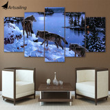 HD Printed Snow Wolf lake Painting Canvas Print room decor print poster picture canvas Free shipping/ny-4508 HD Printed Snow Wolf lake Painting Canvas Print room decor print poster picture canvas Free shipping/ny-4508