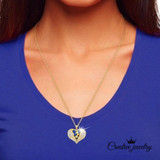 Starry Night Golden Heart Shaped Pendant With Clear n Blue Crystals Necklace: Hutzell