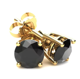 14kt Gold Rhodium n Sterling Silver  Genuine Black Crystal Earrings: Hutzell