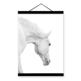 Black White Horse Posters Prints Nordic Style Home Decor Living Room Big Scroll Wall Art Pictures Wooden Framed Canvas Paintings