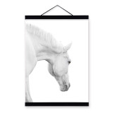 Black White Horse Posters Prints Nordic Style Home Decor Living Room Big Scroll Wall Art Pictures Wooden Framed Canvas Paintings
