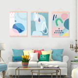 Noridc Abstract Color Geometric Shape Wooden Framed Hanger Poster Living Room Wall Art Picture Home Decor Canvas Painting Scroll
