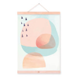 Noridc Abstract Color Geometric Shape Wooden Framed Hanger Poster Living Room Wall Art Picture Home Decor Canvas Painting Scroll