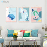 Noridc Abstract Color Geometric Shape Wooden Framed Hanger Poster Living Room Wall Art Picture Home Decor Canvas Painting Scroll