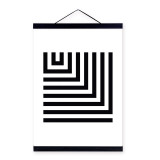 Black White Minimalist Geometric Wooden Framed Canvas Paintings Modern Nordic Home Decor Wall Art Print Pictures Poster Scroll