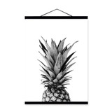 Minimalist Black White Pineapple Typography Wooden Framed Poster Picture Print Nordic Home Decor Wall Art Canvas Painting Scroll