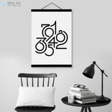 Black White Minimalist Original Number Design Wooden Framed Canvas Paintin Modern Home Deco Wall Art Print Picture Poster Scroll