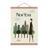 Vintage London Paris New York Posters Prints Nordic Style Home Decor Scroll Wall Art Pictures City Wooden Framed Canvas Painting