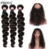 Pre Plucked 360 Lace Frontal Closure With Bundle 3 Loose Wave Brazilian Virgin Human Hair Weaving Hair Extensions Prosa Pre Plucked 360 Lace Frontal Closure With Bundle 3 Loose Wave Brazilian Virgin Human Hair Weaving Hair Extensions Prosa