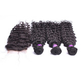 3 Deep Wave Bundles With Closure 4X4 Brazilian Hair Weave Bundles Deal Remy Nature Color Prosa Hair Products 4 pcs