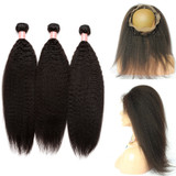 Kinky Straight 360 Lace Frontal Closure With Bundle Brazilian Human Hair  Bundles Pre Plucked With Baby Hair Prosa Remy Hair