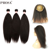 Kinky Straight 360 Lace Frontal Closure With Bundle Brazilian Human Hair  Bundles Pre Plucked With Baby Hair Prosa Remy Hair