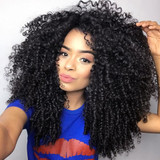 4B 4C Mongolian Afro Kinky Curly Weave Human Hair Bundles 4 Bundles Non Remy Natural Color Hair Weaving Extensions Beauty Lueen