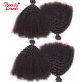 4B 4C Mongolian Afro Kinky Curly Weave Human Hair Bundles 4 Bundles Non Remy Natural Color Hair Weaving Extensions Beauty Lueen