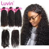 Luvin Brazilian Hair Weave Afro Kinky Curly Human Hair 3 4 Bundles With Lace Closure Bleached Knots Remy Hair Extension Luvin Brazilian Hair Weave Afro Kinky Curly Human Hair 3 4 Bundles With Lace Closure Bleached Knots Remy Hair Extension